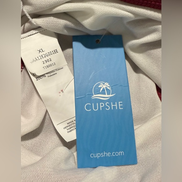 NWT Cupshe Burgundy Wine Tummy Control Halter Onepiece Bathing Suit Swimwear XL - Picture 9 of 13